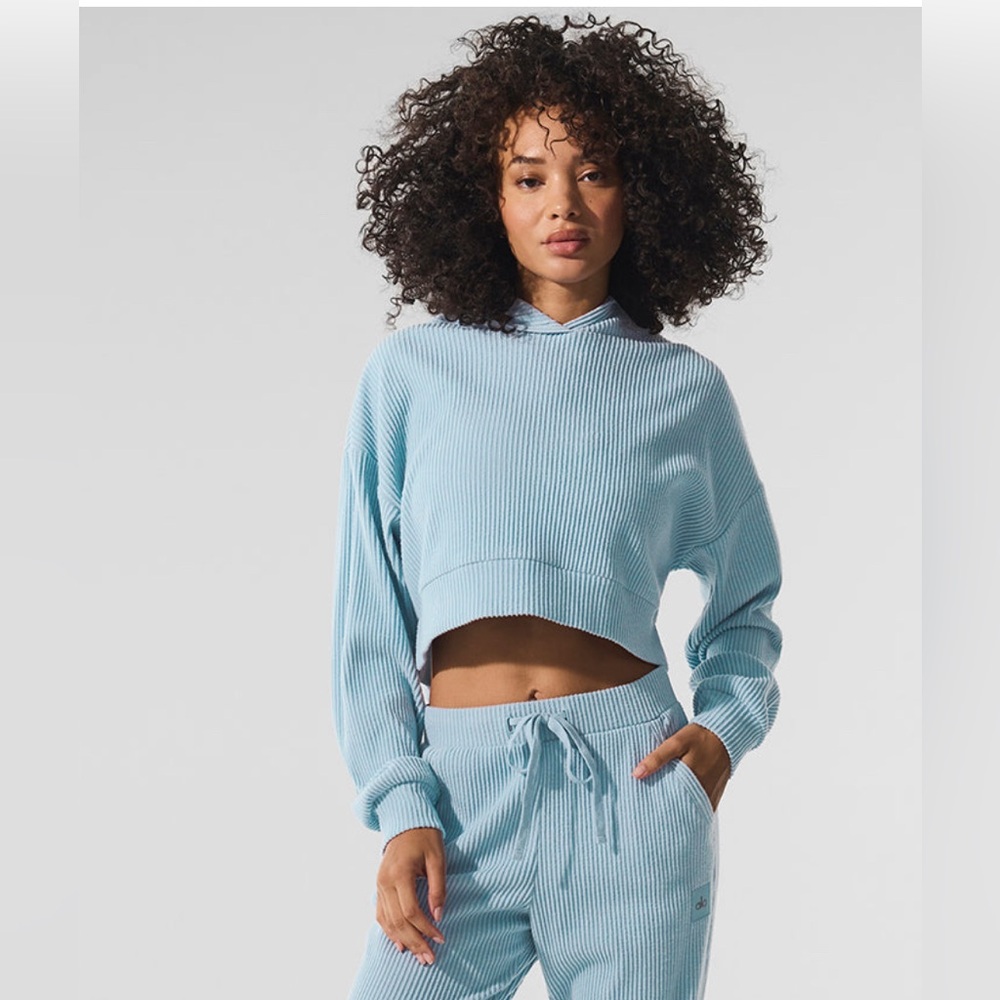 NWT ALO Celestial Blue Muse Hoodie size larger, fits true to size
